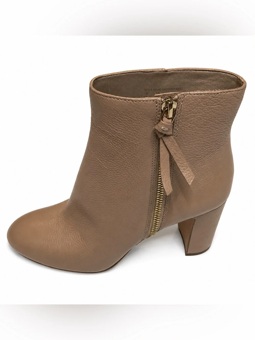 Kate Spade Knott Zip Pebbled Texture Tan Bootie Womens SZ 7 Classic Minimalist